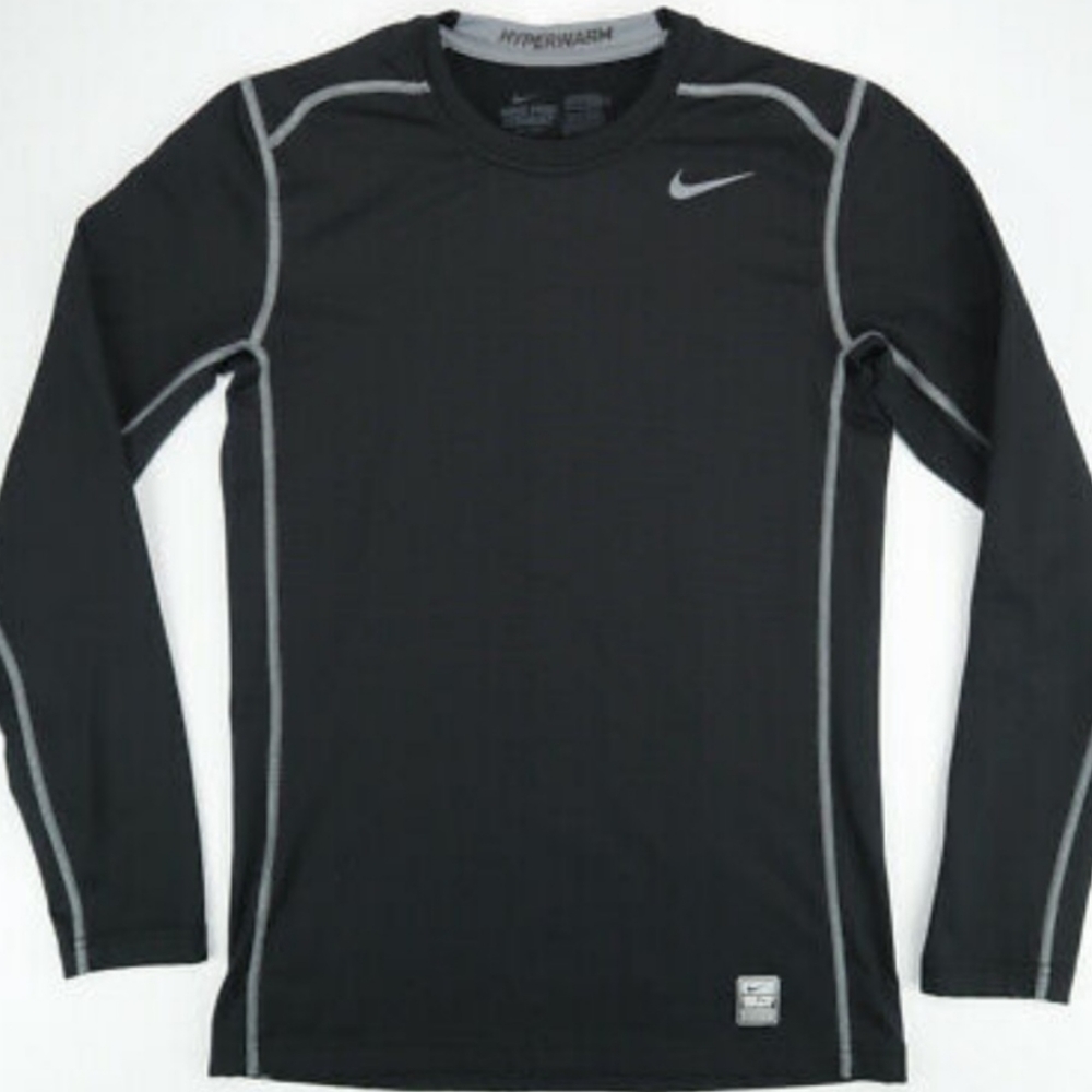 Nike Pro Combat DRI-FIT Hyperwarm Fitted Training Gym Black Long Sleeve Men's XL